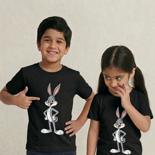 Black Happy Bunny Print T-Shirt