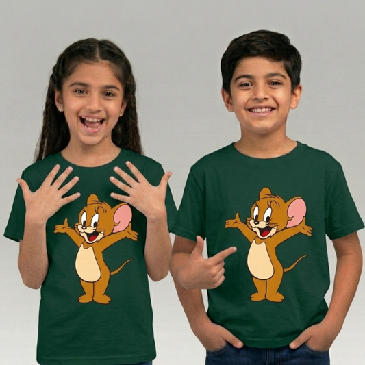 Bottle Green Jerry Print T-Shirt